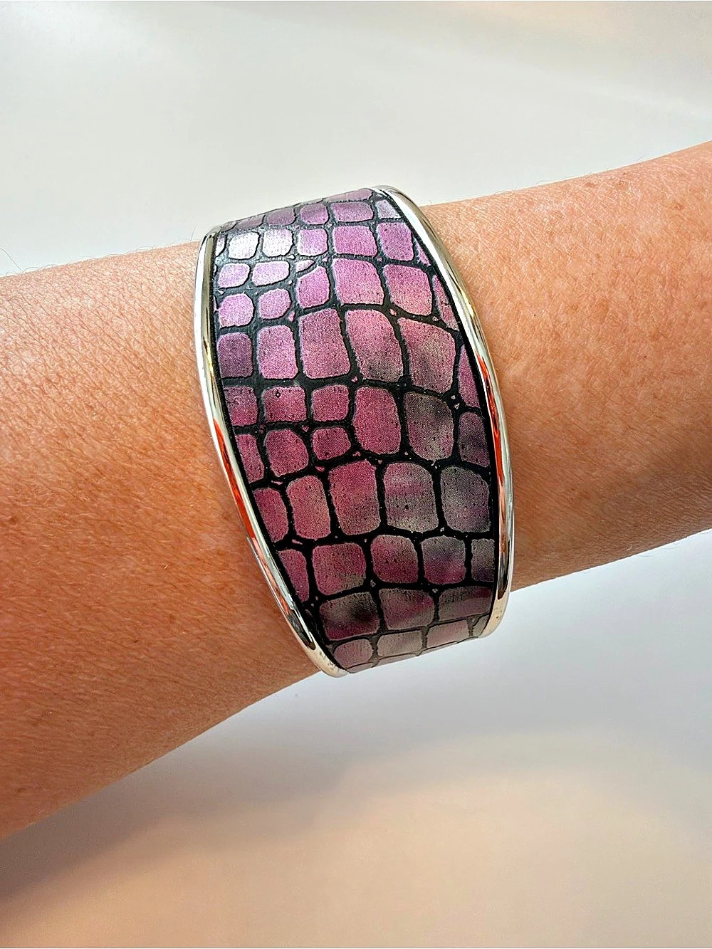 Purple Animal Print Cuff Bracelet Like New